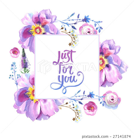Wildflower rose flower frame in a watercolor style 27141874