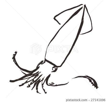 Squid ink painting watercolor 27141896