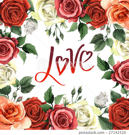 Wildflower rose flower frame in a watercolor style - Stock Illustration ...