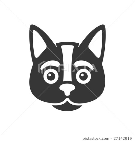 Black Cat Face Icon on White Background. Vector 27142919