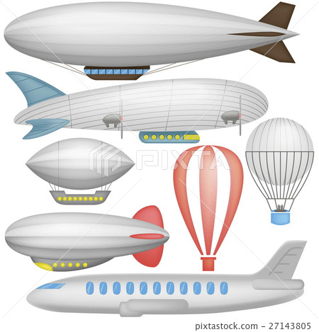 Airship, balloons and airplane Airship, balloons and airplane 27143805