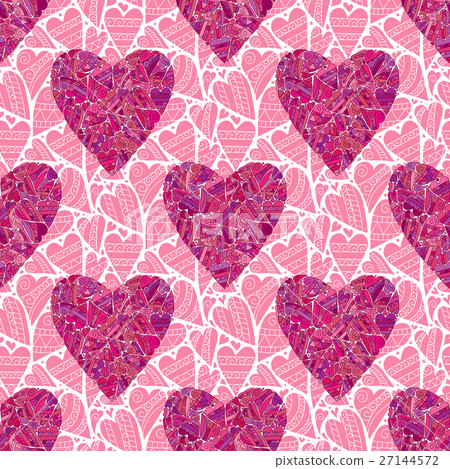 Seamless pink heart pattern - Stock Illustration [27144572] - PIXTA