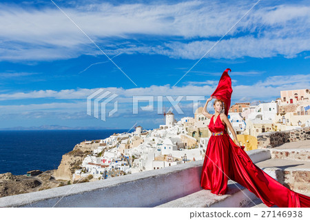 Beautiful young woman in red dress Beautiful young woman in red dress 27146938
