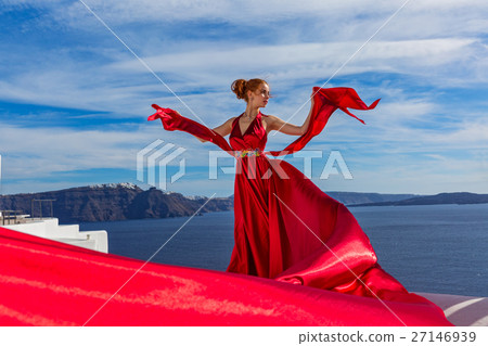 Beautiful young woman in red dress Beautiful young woman in red dress 27146939