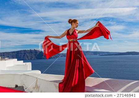 Beautiful young woman in red dress Beautiful young woman in red dress 27146941