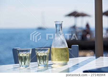 Bottle of wine and two glasses Bottle of wine and two glasses 27146944