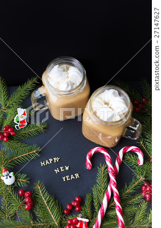 A cup of coffee with marshmallows. Christmas A cup of coffee with marshmallows. Christmas 27147627