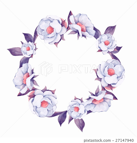 Watercolor floral wreath.White flowers 2 Watercolor floral wreath.White flowers 2 27147940