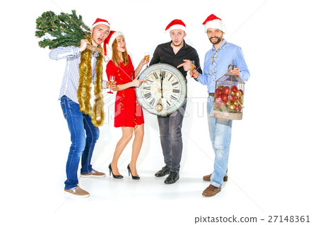 Many young women and men drinking at christmas 27148361