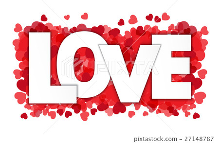 Love paper style on  red heart confetti background 27148787