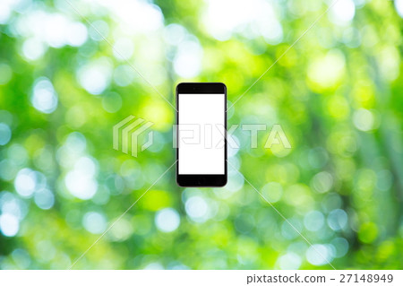 Background materials for smartphone and fresh green image synthesis Green background Plants Spring early summer Snow leaves day green and copy spaces 27148949