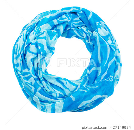 Blue cotton scarf isolated on white Blue cotton scarf isolated on white 27149954