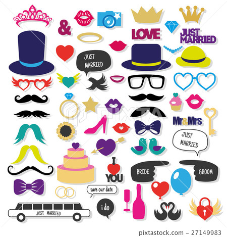 Set of Wedding Photo Booth Props Set of Wedding Photo Booth Props 27149983