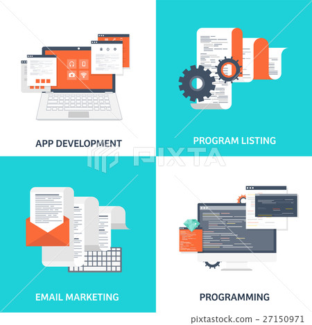 Vector illustration. Flat background. Coding 27150971