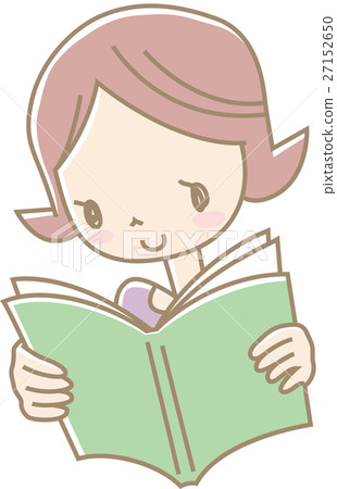 A young woman reading a book (pink) 27152650