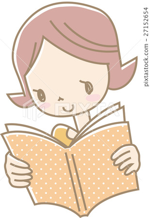 A young woman reading a book (dot orange) 27152654