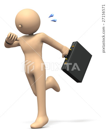 A businessman (character) running while watching the clock 27156571