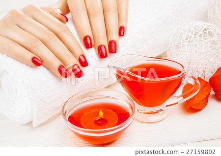 red manicure with dekor. spa red manicure with dekor. spa 27159802