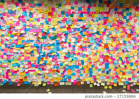 Sticky post-it notes in NYC subway station Sticky post-it notes in NYC subway station 27159866