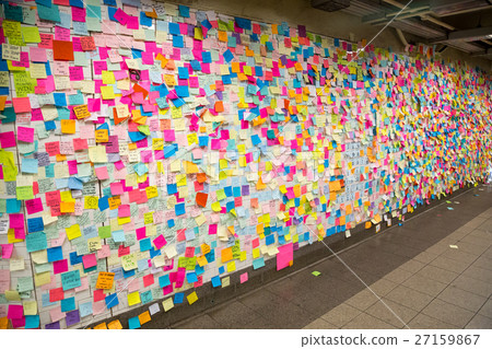Sticky post-it notes in NYC subway station Sticky post-it notes in NYC subway station 27159867