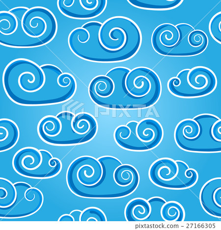 Cloud doodle hand drawn vector seamless pattern Cloud doodle hand drawn vector seamless pattern 27166305