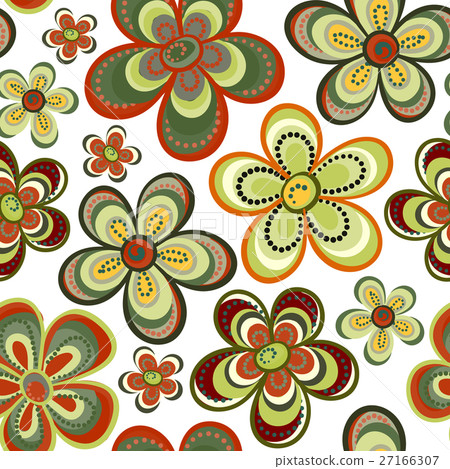 Vector seamless floral pattern in doodle style Vector seamless floral pattern in doodle style 27166307