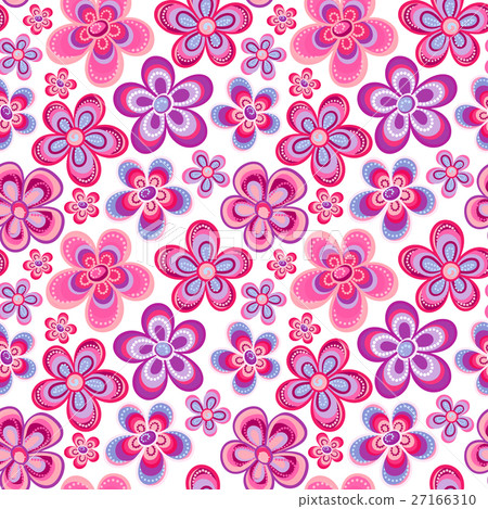Vector seamless floral pattern in doodle style - Stock Illustration ...