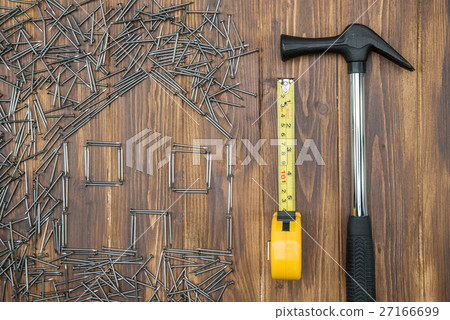 house repair, house shape hammer tape measure 27166699