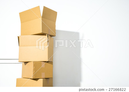 Pile of cardboard boxes on white background 27166822