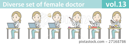 Illustration of a young female doctor wearing a white coat vol.13 27168786