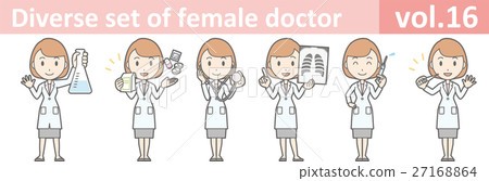 Illustration of a young woman doctor wearing a skirt and white coat vol.16 27168864