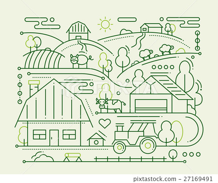 Farm - line design composition Farm - line design composition 27169491