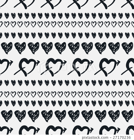 Doodle seamless pattern with hearts 27170236