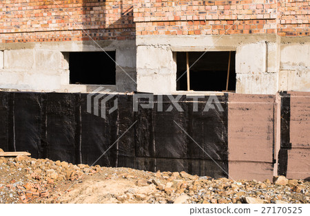 Stock Photo: Waterproofing basement and foundations