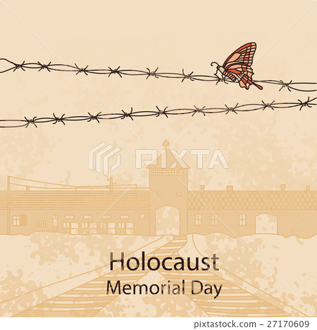 Entrance gate to Auschwitz Birkenau. Vector 27170609