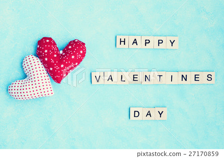Two hearts with valentines day message in tiles Two hearts with valentines day message in tiles 27170859