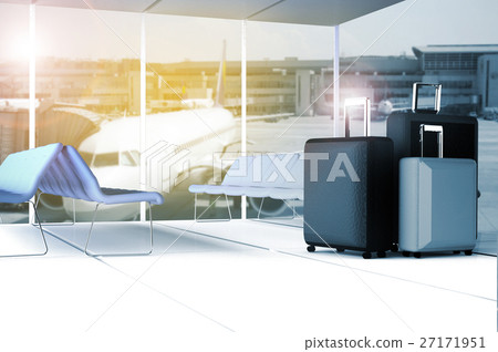 traveling luggage in airport terminal 27171951