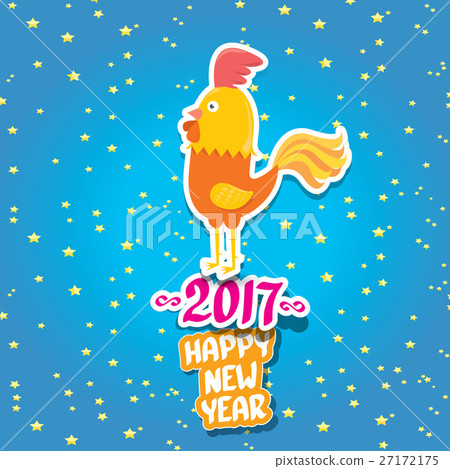 vector new year 2017 with cartoon funny rooster vector new year 2017 with cartoon funny rooster 27172175