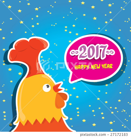 vector new year 2017 with cartoon funny rooster vector new year 2017 with cartoon funny rooster 27172183
