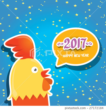 vector new year 2017 with cartoon funny rooster vector new year 2017 with cartoon funny rooster 27172184