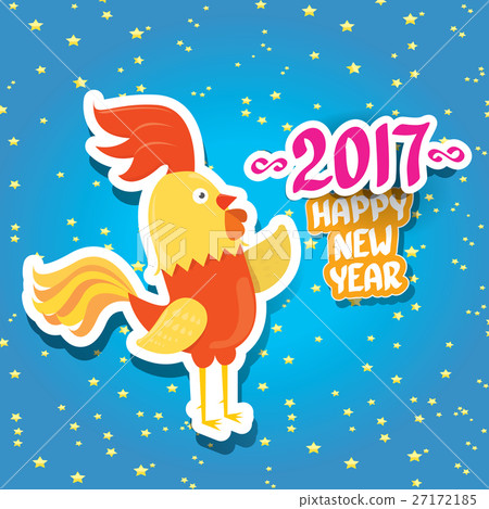 vector new year 2017 with cartoon funny rooster vector new year 2017 with cartoon funny rooster 27172185