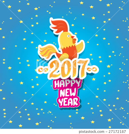 vector new year 2017 with cartoon funny rooster vector new year 2017 with cartoon funny rooster 27172187