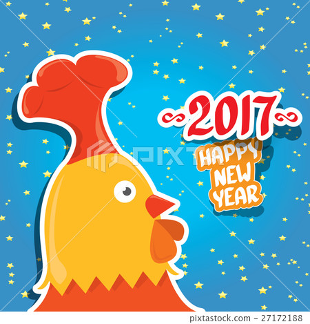 vector new year 2017 with cartoon funny rooster vector new year 2017 with cartoon funny rooster 27172188