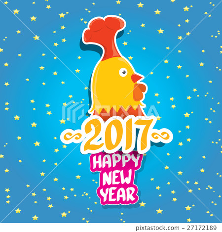 vector new year 2017 with cartoon funny rooster vector new year 2017 with cartoon funny rooster 27172189