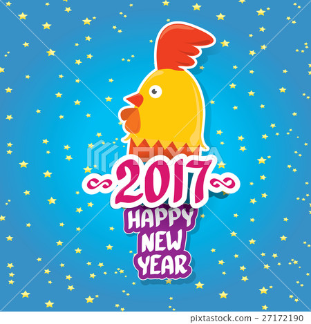 vector new year 2017 with cartoon funny rooster vector new year 2017 with cartoon funny rooster 27172190