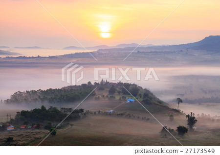 Misty morning sunrise in Khao Takhian Ngo 27173549