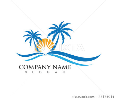 Palm tree, wave water Logo Template Palm tree, wave water Logo Template 27175014