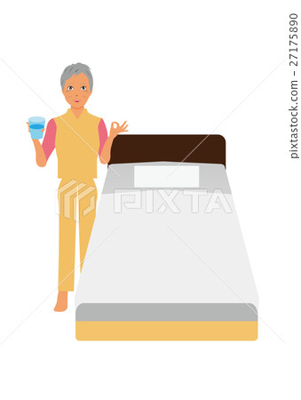 A senior woman with a cup in bed 27175890