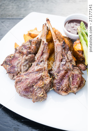 Grilled lamb chop steak 27177141