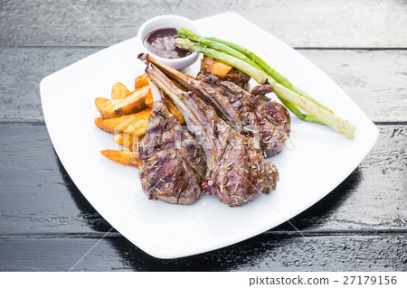 Grilled lamb chop steak 27179156